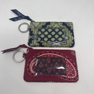 VERA BRADLEY LOT OF 2 ID COIN PURSE KEY RING LOT OF 2 BOHO HIPPIE RETIRED VNTGE