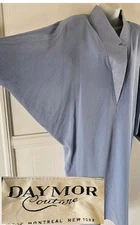 Vintage Daymor Couture Powder Blue Drape Avant Garde Batwing Dress Sz 8 EUC