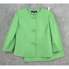 Kasper Skirt Suit Womens Size 6 Lime Green Blazer Pencil Straight Office Career
