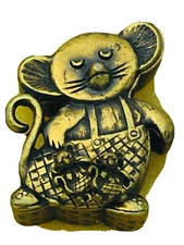 Mouse In Overall Brooch Pin, Necklace, Earrings & Jewelry Box Set *Brass*Torino