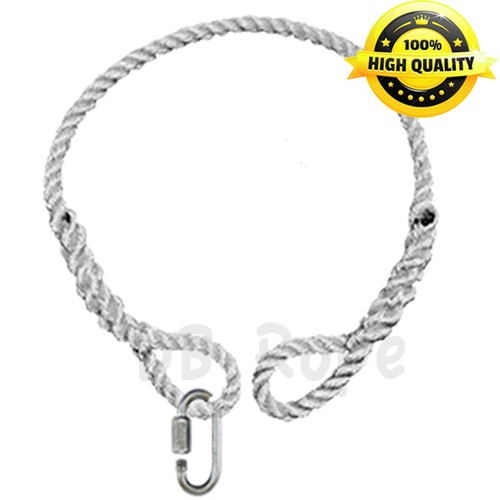 48" x 3/8" Tree Swing  Hanging - Hammock SAFER Rope with 2 Spliced Eyes and Link - Picture 2 of 4