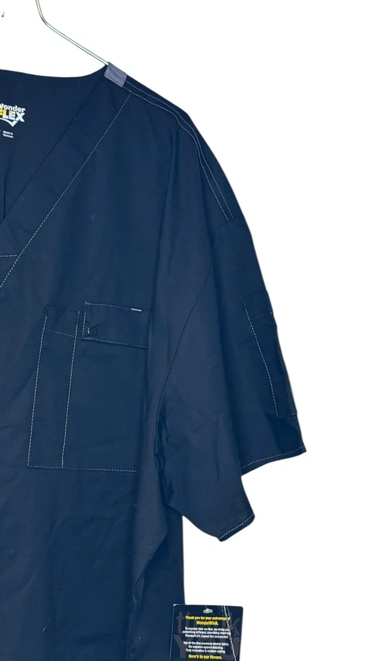 Top WonderWink Unisex Wonder Flex Exfoliante Estándar Cuello en V 6618X Negro Talla 2XL NUEVO CON ETIQUETAS Foto 3 de 4