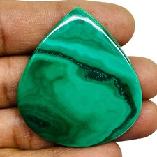 112.2 Ct Natural Malachite 45x40mm Pear Cabochon Loose Pendant Size Gemstone