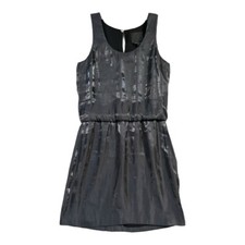 Roller Rabbit QUINN Little Black Metallic Sleeveless Evening Dress Silk Size 2