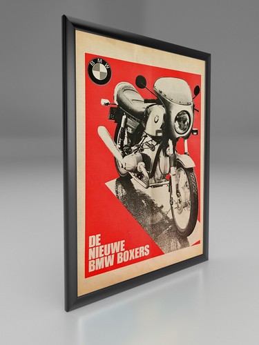 Póster vintage de motocicleta Giclee de lona enmarcada de BMW Boxers - Imagen 3 de 6