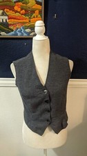 VTG RARE Maria Mazzarella Gray Wool Sleeveless Button Vest Sz Extra Small XS
