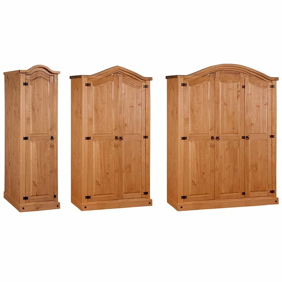 VIDA DESIGNS Corona 1 2 3 Door Wardrobe Solid Pine Wood Arc Top Bedroom Mexican Furniture