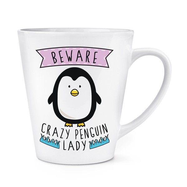 Beware VerrüCkte Pinguin Damen 341Ml Latte Becher Tasse - Lustig Tiere-image
