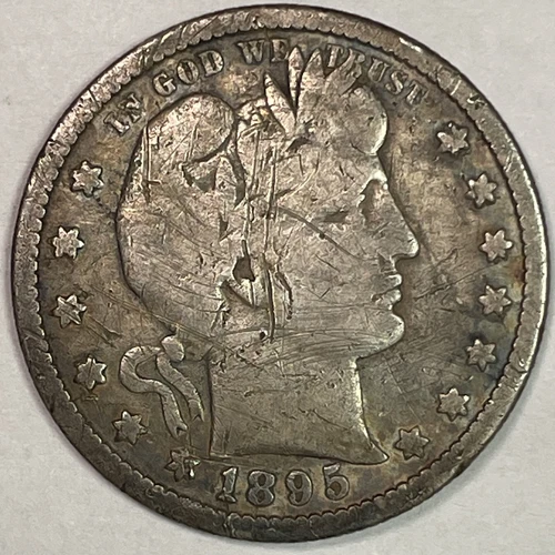 1895-S Barber Quarter Fine F Coin, Scratches #11003