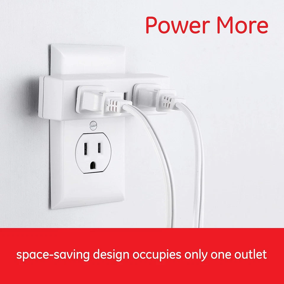 3-Outlet Extender, Grounded Wall Tap, 2-Prong, Polarized, Multiple Plug, Power S - Image 4 of 4