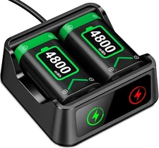 2*4800 mWh Rechargeable Battery+Charging Station for Xbox One/Xbox Series X|S