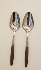 New! NOS! Vintage EKCO Eterna EKS5 Serving Spoon Set 2pc Stainless Japan