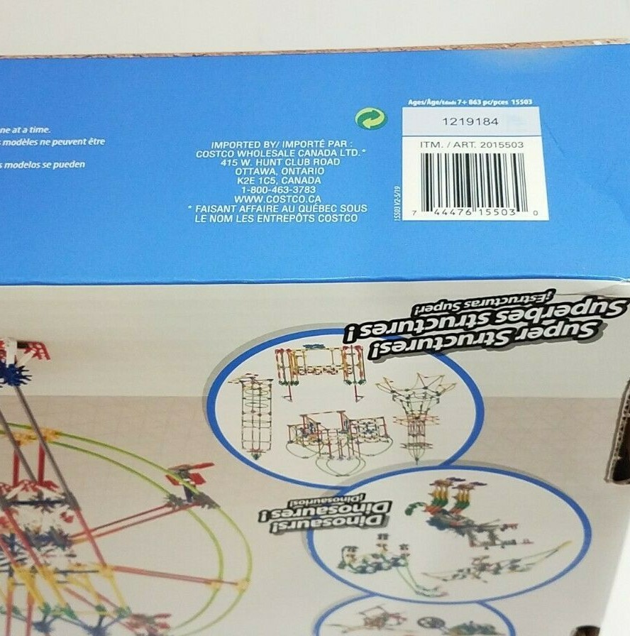 K'NEX 100 Model Building Set NEW 863 Pieces Rods Connectors Wheels ...