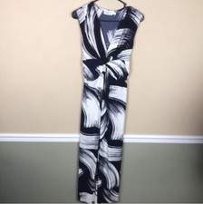 Eliza J Women’s Jersey Knit Blue White V-Neck Twist Front Tie Back Maxi Dress 8