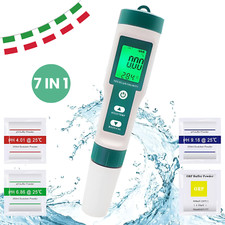 Tester Rilevatore PH Qualità Acqua 7 In 1  pH Piscina Misuratore Salinità EC TDS
