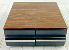 24 Cassette Tape Holder Wood Grain Plastic MCM Retro Kenmark Industries