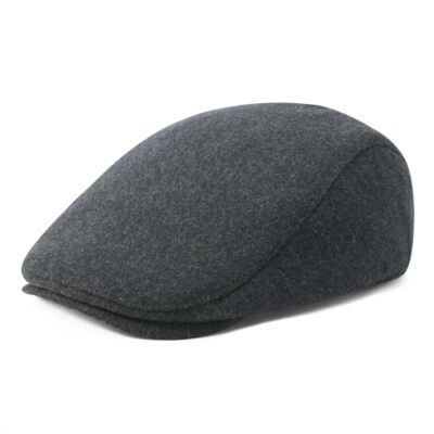 Men Wool Blend Flat Cap Tweed Newsboy Ivy Hat One Size Dark Grey