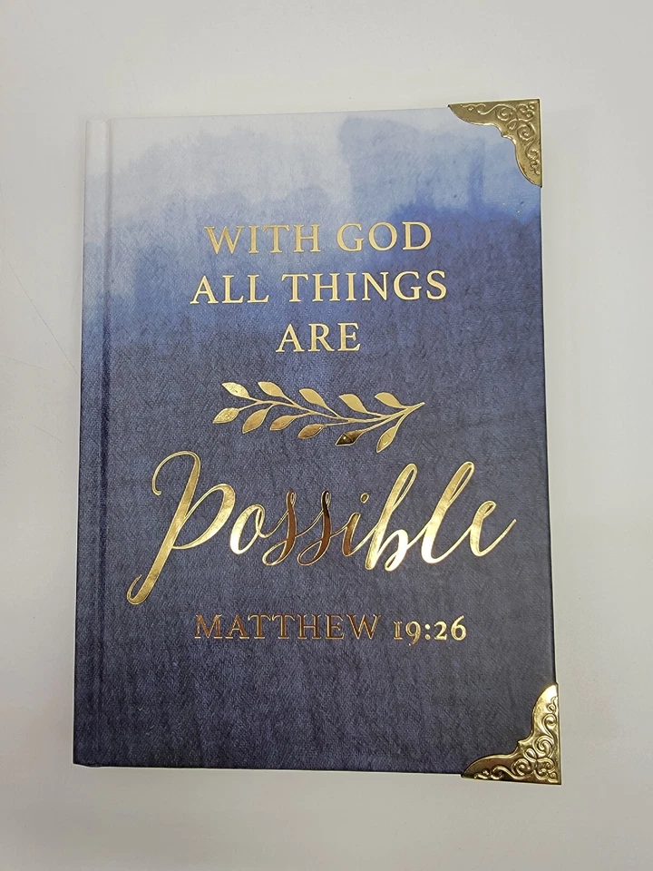 Blue/ Goldtone Corner Journal " With  God All Things Are Possible" Matthew19:26 - Image 2 of 4