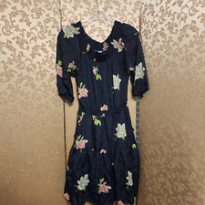 Anthropologie Lil Blue Multi-Color Floral Lolanthe Dress Size Extra Small XS