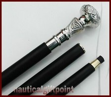 Chrome Brass Knob Head Handle Design Victorian Walking Stick Wooden Shaft Cane