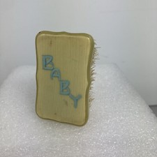 VTG Baby Boy Hair Brush Plastic Base With Bristles Blue Letters Japan Sterilized