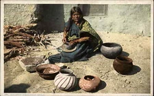 Antique DETROIT PUBLISHING PC Moki Indian Woman POTTERY No. 5511