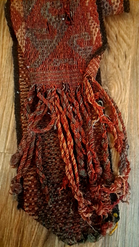 Antique Turkmen Tent Band Fragment Trapping Woven Sash Scarf Handmade 136x6 - Image 2 of 4