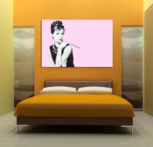 AUDREY HEPBURN PINK POP ART WALL ART CANVAS PRINT PICTURE READY TO HANG