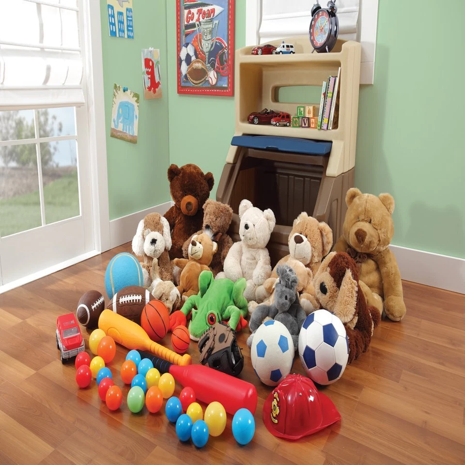 Estantería de almacenamiento para niños caja de juguetes con plástico marrón tostado sala de juegos dormitorio Foto 3 de 4