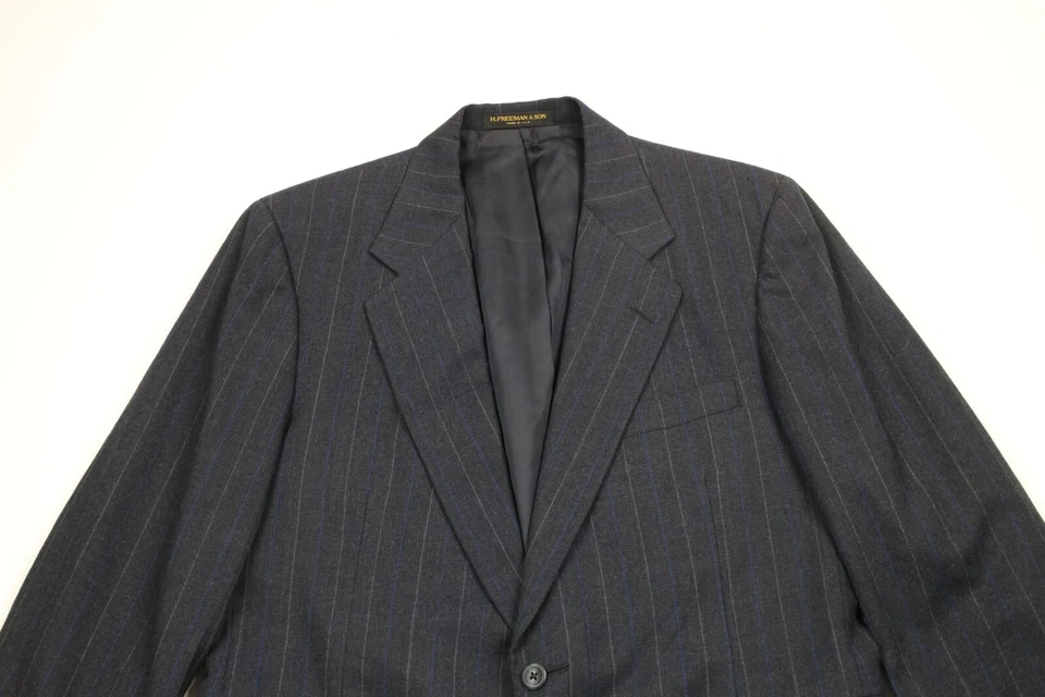 Vtg 80s 90s Hickey Freeman & Sons Mens 42R Wool 2 Piece Wedding Suit Striped USA - Image 3 of 4