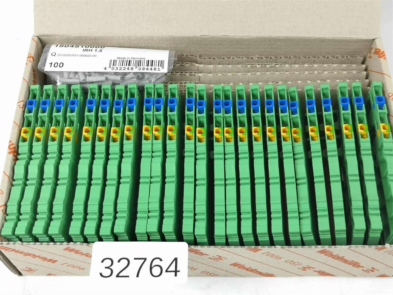 25 Pieces Weidmüller Iek 1.5N 101.4oz Pe 1, 5mm ² Series Terminal through 180180