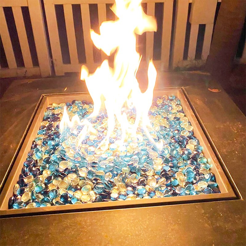 1/3/5 lb flat bead fireproof glass stone for natural fireplace and landscaping