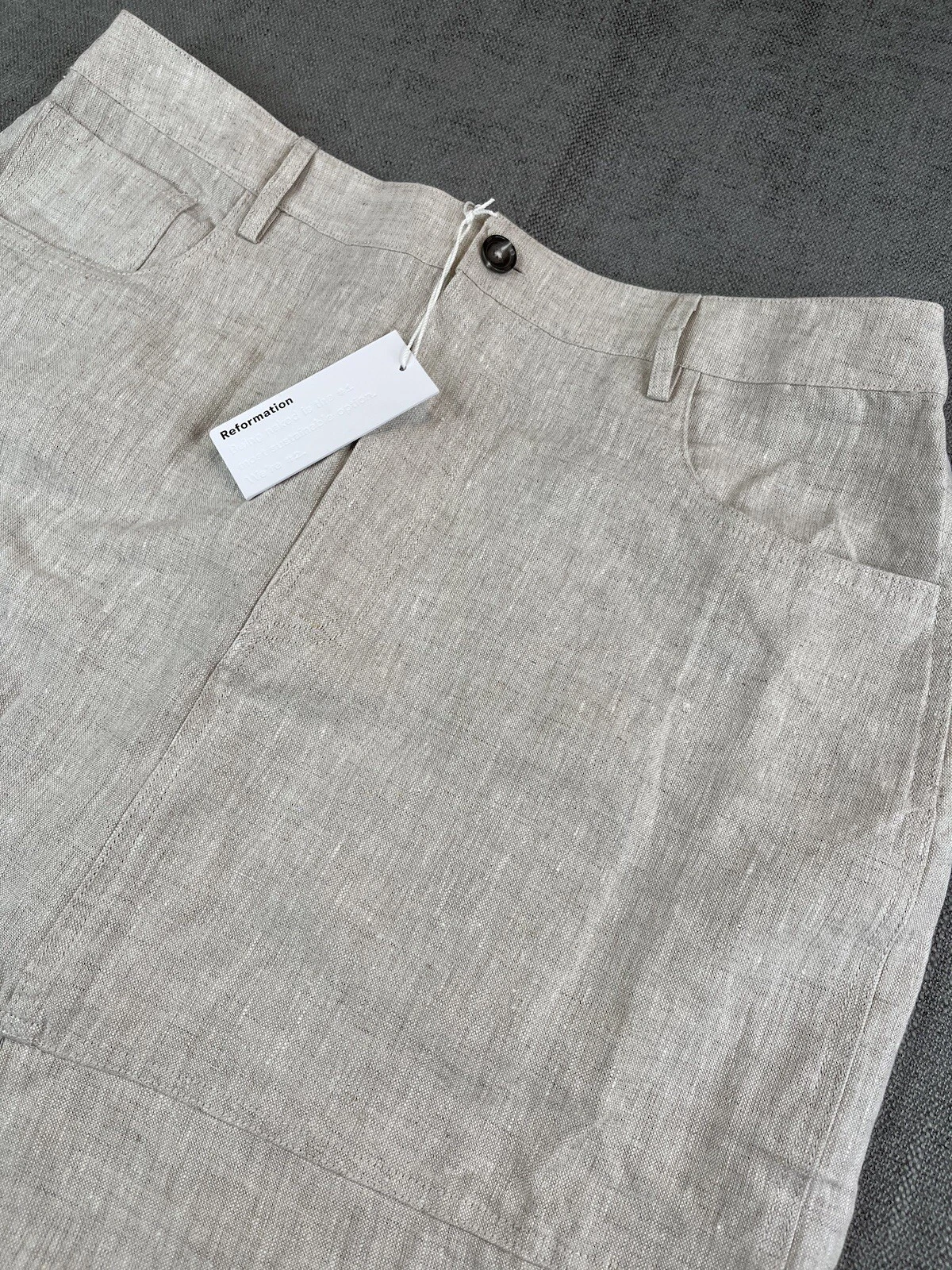 *NWT* Reformation Skirt Women Beige Tazz Linen Maxi Skirt Front Slit Pocket - 12
