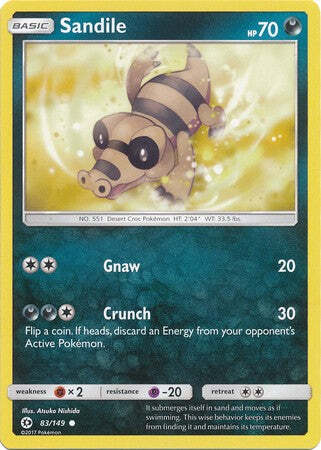 Sandile 83/149 Common - Pokemon Sun & Moon Base Set Single Card