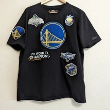 Golden State Warriors Luxury Series Pro Standard T-Shirt Black Patches LG EUC