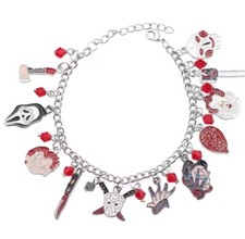 Horror Movie Charm Bracelet, Jason Chucky Freddie Pennywise Jigsaw Ghostface