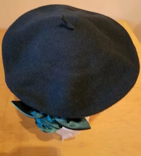 Classic Traditional Women's Solid Color Plain Wool French Beret One Size w /Bow - Picture 8 of 11