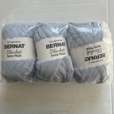 Bernat Blanket Extra Thick Fog Blue Lot of Three Skeins FREE SHIPPING