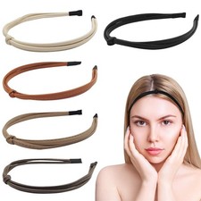 Leather Knotted Headbands Set - 5 Pcs Cute Thin Leather Headbands for Women,N...