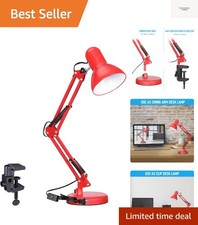 Metal Desk Lamp with Clamp, Swing Arm, Architect Adjustable Gooseneck Table L...