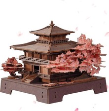 Miniature Sakura Pavilion DIY Kit - Relaxing 3D Wooden Puzzle for Adults