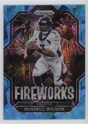 2022 Panini Prizm Fireworks Blue Ice Prizm 61/99 Russell Wilson #F-5 0n17