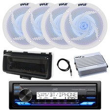 JVC KD-X38MBS Marine Radio, Amp, 4x 8" 320W LED Speakers, Cover White , Antenna