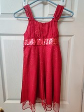 Holiday Editions Holiday Party Dress Girls Size Large 10-12 Red Floral Sparkle