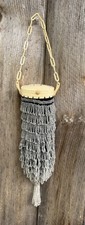 Antique Beaded Flapper Purse Celluloid Top Drawstring Tassel Evening Bag Vintage