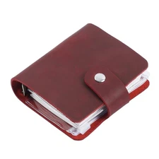 A9 Genuine Leather Journal, Red Handmade Leather Pocket Size Binder Planner, ...
