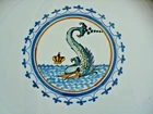 PALIO di SIENA ITALIAN CONTRADA ONDA WAVE DOLPHIN CERAMIC 16” WALL PLATE
