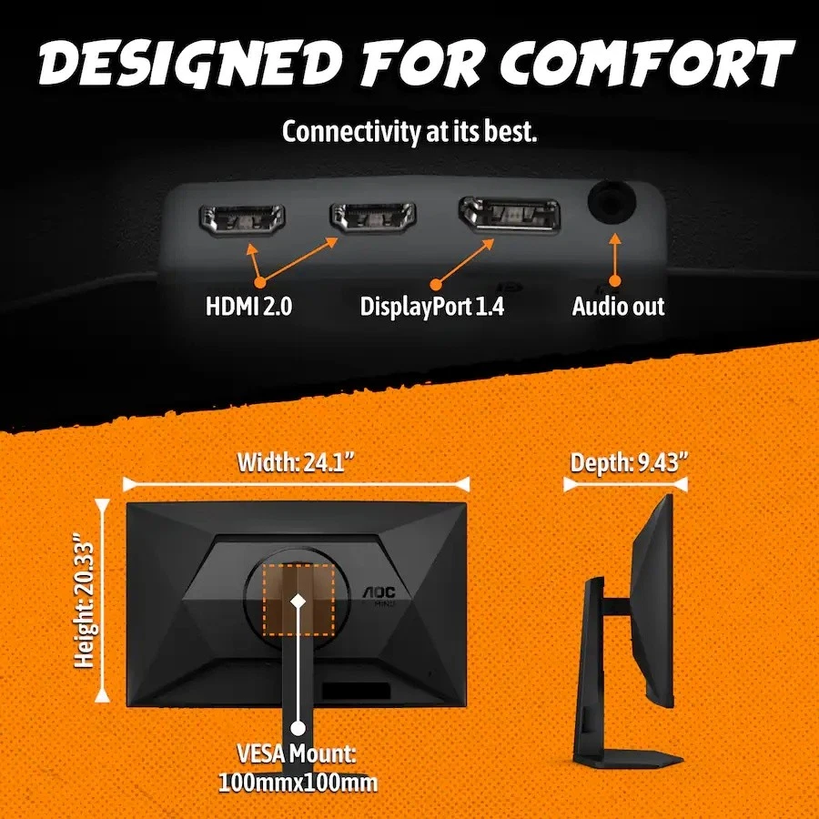 AOC C27G4HX 27" VA Panel Curved Gaming Monitor LED FHD 1920x1080 200Hz Freesync - product detail image 6