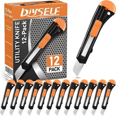 12-Pack Box Cutters, Disposable Utility Knife, Box Cutter Retractable for