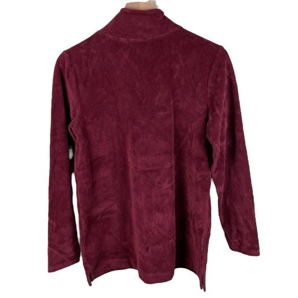 Túnica deportiva Lands' End para mujer manga larga cordón cuarto cremallera talla pequeña borgoña Foto 2 de 4